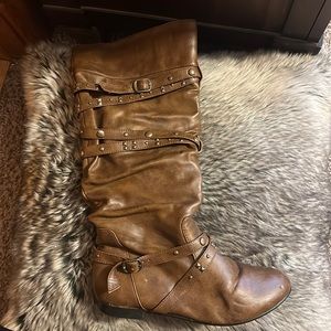Brown studded boots
